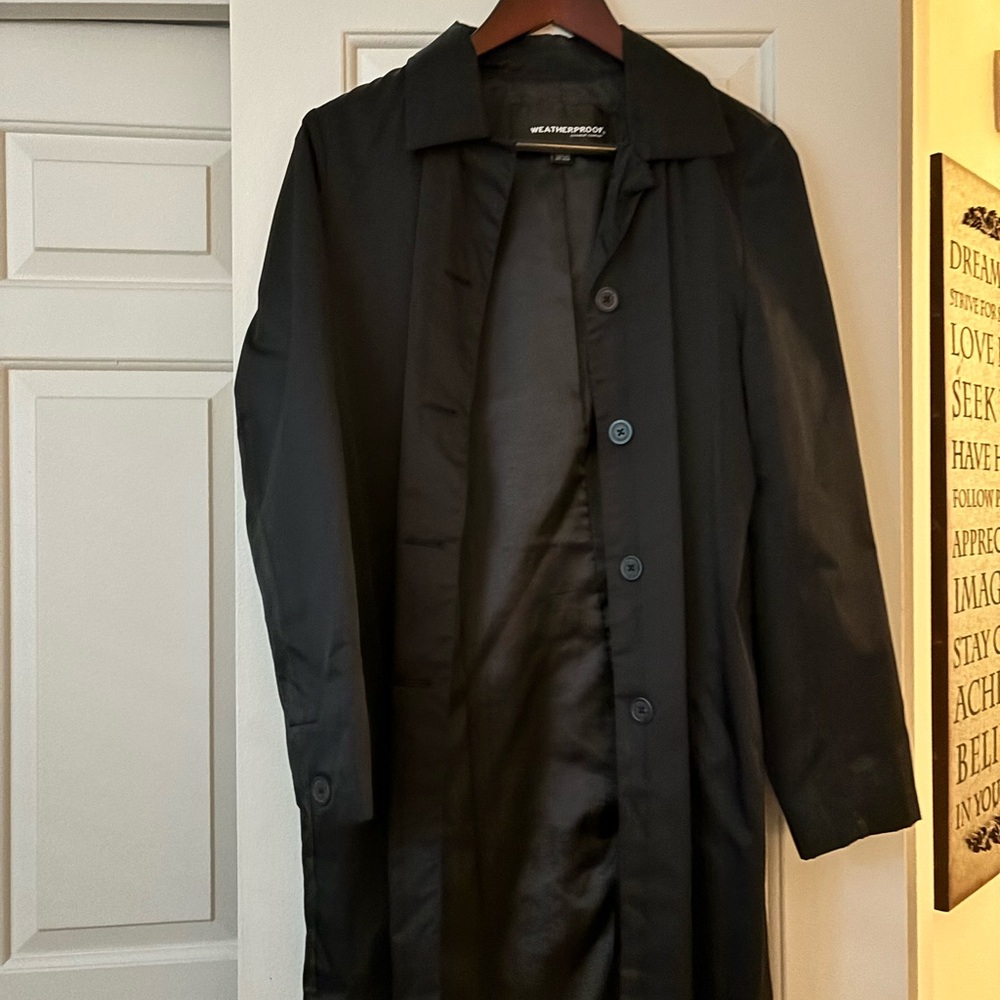 Weatherproof Ladies Classic Black Trench Coat Size Small